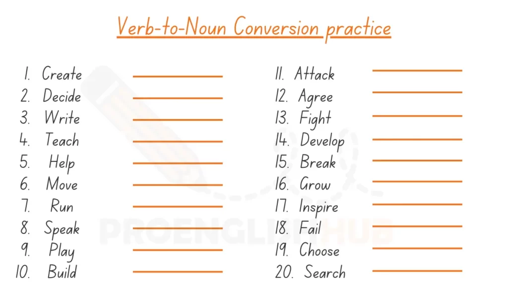 image showing Verb-to-Noun Conversion practice Worksheet